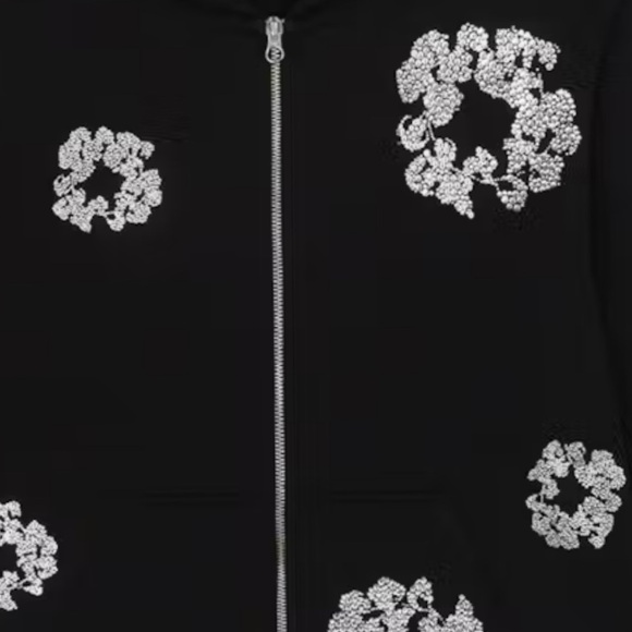 Denim Tears Zip-Up Hoodie Black Crystal Embellished Size Large NWT - Picture 3 of 7
